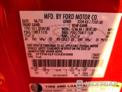 Zdjęcie 12 z 12 samochodu: 2012 FORD F150 SUPERCREW VIN:1FTFW1EF1CKE03988 - miniatura