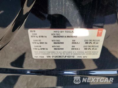 Zdjęcie 14 z 14 samochodu: 2018 TESLA MODEL X VIN:5YJXCBE27JF103110 - miniatura
