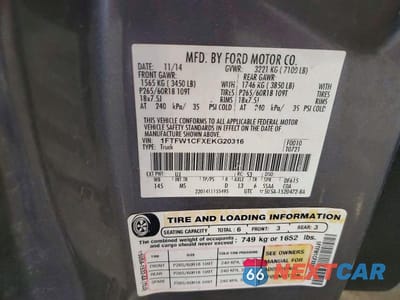 Zdjęcie 12 z 12 samochodu: 2014 FORD F150 SUPERCREW VIN:1FTFW1CFXEKG20316 - miniatura