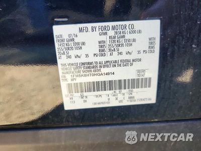 Zdjęcie 13 z 13 samochodu: 2017 FORD EXPLORER PLATINUM VIN:1FM5K8HT0HGA14914 - miniatura