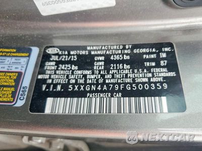 Zdjęcie 12 z 12 samochodu: 2015 KIA OPTIMA EX VIN:5XXGN4A79FG500359 - miniatura