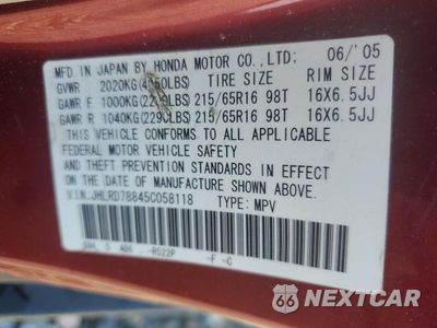 Zdjęcie 12 z 12 samochodu: 2005 HONDA CR-V EX VIN:JHLRD78845C058118 - miniatura