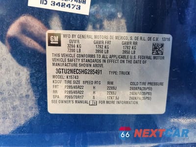 Zdjęcie 12 z 12 samochodu: 2017 GMC SIERRA K1500 SLT VIN:3GTU2NEC5HG285491 - miniatura
