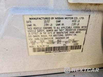 Zdjęcie 12 z 12 samochodu: 2008 NISSAN ALTIMA 3.5 SE VIN:1N4BL21E18N434504 - miniatura