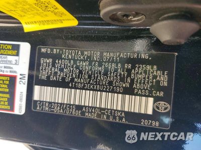 Zdjęcie 12 z 12 samochodu: 2011 TOYOTA CAMRY SE VIN:4T1BF3EKXBU227190 - miniatura