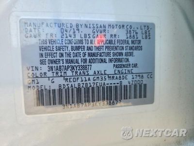 Zdjęcie 12 z 12 samochodu: 2019 NISSAN SENTRA S VIN:3N1AB7AP3KY338877 - miniatura