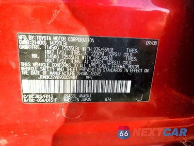 Zdjęcie 13 z 13 samochodu: 2009 TOYOTA RAV4 SPORT VIN:JTMBK32V89D002484 - miniatura