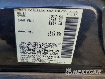 Zdjęcie 12 z 12 samochodu: 2018 NISSAN ALTIMA 2.5 SV VIN:1N4AL3AP7JC101681 - miniatura