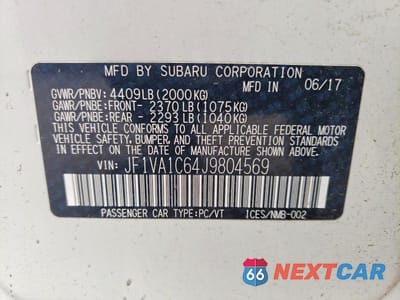 Zdjęcie 12 z 12 samochodu: 2018 SUBARU WRX PREMIUM VIN:JF1VA1C64J9804569 - miniatura
