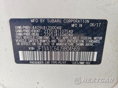 Zdjęcie 12 z 12 samochodu: 2018 SUBARU WRX PREMIUM VIN:JF1VA1C64J9804569 - miniatura