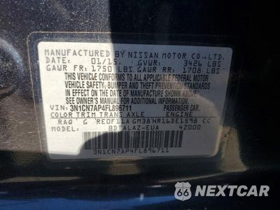 Zdjęcie 12 z 12 samochodu: 2015 NISSAN VERSA 1.6 S PLUS VIN:3N1CN7AP4FL896711 - miniatura
