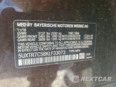 Zdjęcie 13 z 13 samochodu: 2019 BMW X3 SDRIVE30I VIN:5UXTR7C58KLF33073 - miniatura