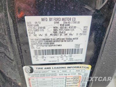 Zdjęcie 12 z 12 samochodu: 2013 FORD F150 SUPERCREW VIN:1FTFW1ET2DFA17483 - miniatura