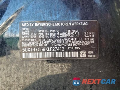 Zdjęcie 13 z 13 samochodu: 2019 BMW X3 SDRIVE30I VIN:5UXTR7C59KLF27413 - miniatura