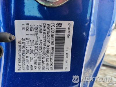 Zdjęcie 12 z 12 samochodu: 2019 HONDA CIVIC EX VIN:2HGFC3B33KH356999 - miniatura
