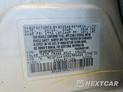 Zdjęcie 12 z 12 samochodu: 2014 NISSAN SENTRA SR VIN:3N1AB7AP6EY237319 - miniatura