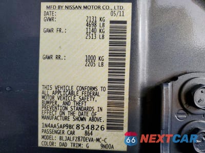 Zdjęcie 12 z 12 samochodu: 2011 NISSAN MAXIMA 3.5 S VIN:1N4AA5AP9BC854826 - miniatura