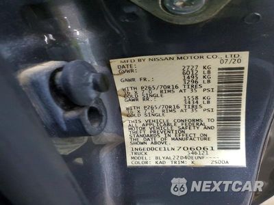 Zdjęcie 12 z 12 samochodu: 2020 NISSAN FRONTIER SV VIN:1N6ED0CE1LN706061 - miniatura