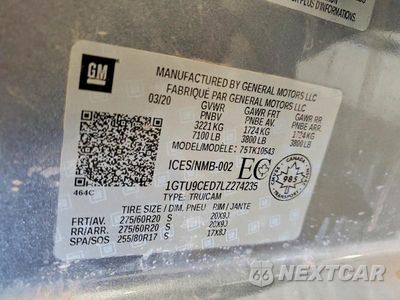 Zdjęcie 12 z 12 samochodu: 2020 GMC SIERRA K1500 ELEVATION VIN:1GTU9CED7LZ274235 - miniatura