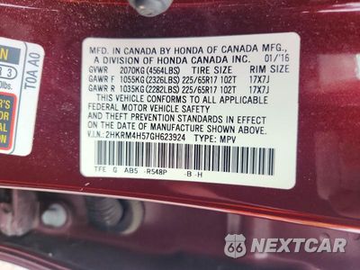 Zdjęcie 13 z 13 samochodu: 2016 HONDA CR-V EX VIN:2HKRM4H57GH623924 - miniatura