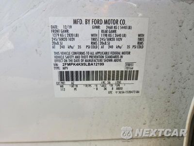 Zdjęcie 12 z 12 samochodu: 2020 FORD EDGE TITANIUM VIN:2FMPK4K95LBA12199 - miniatura