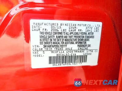 Zdjęcie 12 z 12 samochodu: 2013 NISSAN SENTRA S VIN:3N1AB7AP2DL722777 - miniatura