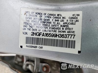 Zdjęcie 13 z 13 samochodu: 2009 HONDA CIVIC LX VIN:2HGFA16599H363777 - miniatura