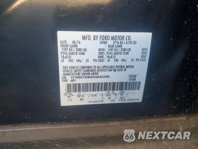 Zdjęcie 13 z 13 samochodu: 2017 FORD EXPLORER XLT VIN:1FM5K7D80HGA43356 - miniatura