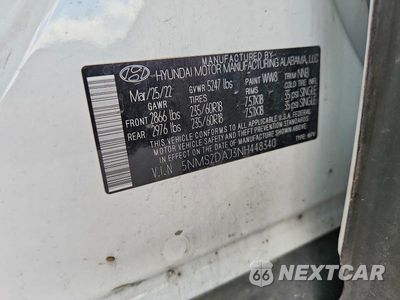 Zdjęcie 12 z 12 samochodu: 2022 HYUNDAI SANTA FE SEL VIN:5NMS2DAJ3NH448340 - miniatura