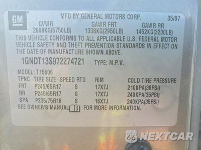 Zdjęcie 13 z 13 samochodu: 2007 CHEVROLET TRAILBLAZER LS VIN:1GNDT13S972274721 - miniatura