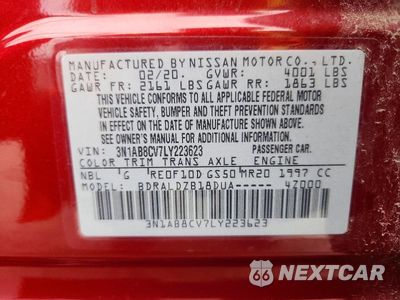 Zdjęcie 12 z 12 samochodu: 2020 NISSAN SENTRA SV VIN:3N1AB8CV7LY223623 - miniatura