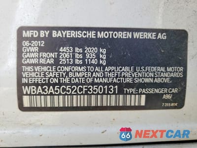 Zdjęcie 13 z 13 samochodu: 2012 BMW 328 I VIN:WBA3A5C52CF350131 - miniatura