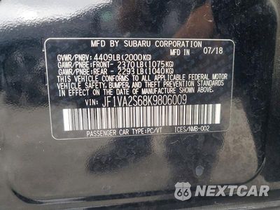 Zdjęcie 12 z 12 samochodu: 2019 SUBARU WRX STI VIN:JF1VA2S68K9806009 - miniatura