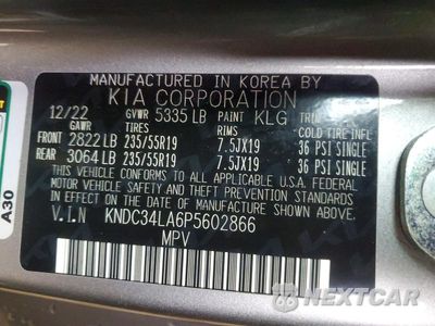 Zdjęcie 14 z 14 samochodu: 2023 KIA EV6 WIND VIN:KNDC34LA6P5602866 - miniatura