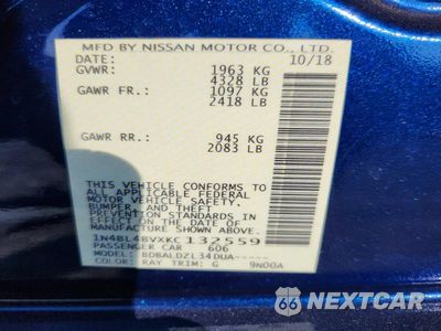 Zdjęcie 12 z 12 samochodu: 2019 NISSAN ALTIMA S VIN:1N4BL4BVXKC132559 - miniatura