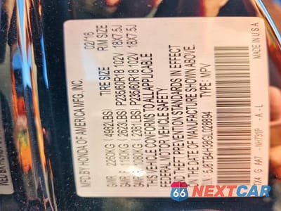 Zdjęcie 12 z 12 samochodu: 2016 ACURA RDX VIN:5J8TB4H38GL028894 - miniatura