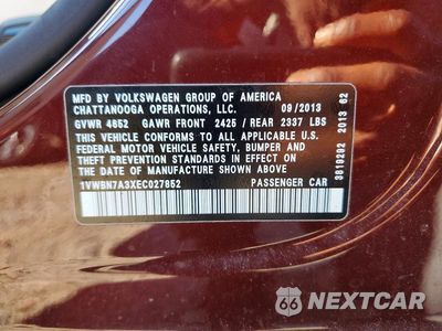 Zdjęcie 13 z 13 samochodu: 2014 VOLKSWAGEN PASSAT SE VIN:1VWBN7A3XEC027852 - miniatura