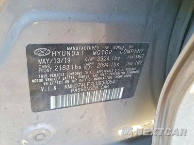 Zdjęcie 12 z 12 samochodu: 2020 HYUNDAI ELANTRA SE VIN:KMHD74LF7LU930054 - miniatura