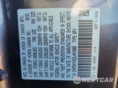 Zdjęcie 14 z 14 samochodu: 2020 HONDA CR-V EX VIN:2HKRW1H52LH416988 - miniatura