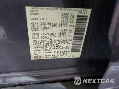 Zdjęcie 13 z 13 samochodu: 2015 NISSAN MURANO S VIN:5N1AZ2MH0FN265045 - miniatura