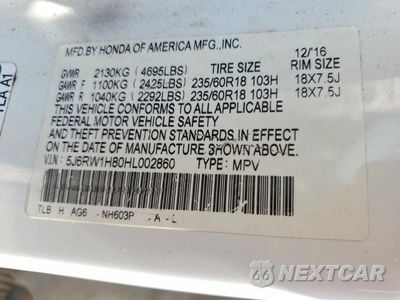 Zdjęcie 12 z 12 samochodu: 2017 HONDA CR-V EXL VIN:5J6RW1H80HL002860 - miniatura