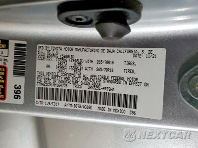 Zdjęcie 12 z 12 samochodu: 2022 TOYOTA TACOMA TRD OFF-ROAD VIN:3TMAZ5CN1NM164778 - miniatura