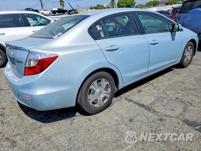 Trzecie zdjęcie samochodu z tyłu: 2012 HONDA CIVIC HYBRID VIN:JHMFB4F20CS005923 - miniatura