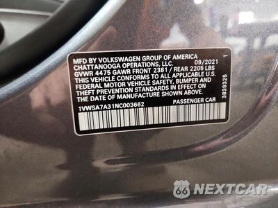 Zdjęcie 13 z 13 samochodu: 2022 VOLKSWAGEN PASSAT SE VIN:1VWSA7A31NC003662 - miniatura