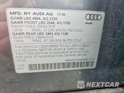 Zdjęcie 13 z 13 samochodu: 2017 AUDI Q3 PREMIUM VIN:WA1ECCFS0HR011573 - miniatura