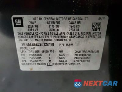 Zdjęcie 12 z 12 samochodu: 2014 CHEVROLET EQUINOX LT VIN:2GNALBEK2E6128490 - miniatura
