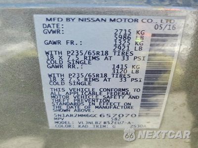 Zdjęcie 13 z 13 samochodu: 2016 NISSAN PATHFINDER S VIN:5N1AR2MM6GC657070 - miniatura
