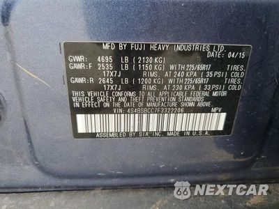 Zdjęcie 13 z 13 samochodu: 2015 SUBARU OUTBACK 2.5I PREMIUM VIN:4S4BSBCC7F3322206 - miniatura