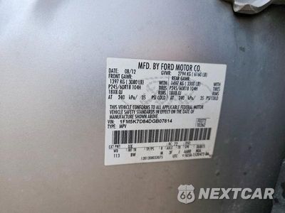 Zdjęcie 13 z 13 samochodu: 2013 FORD EXPLORER XLT VIN:1FM5K7D84DGB07814 - miniatura