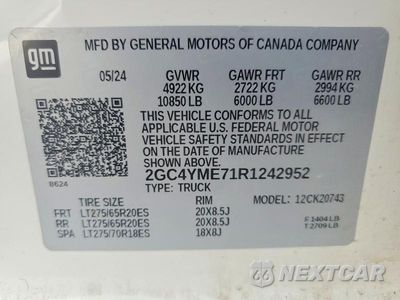 Zdjęcie 12 z 12 samochodu: 2024 CHEVROLET SILVERADO K2500 CUSTOM VIN:2GC4YME71R1242952 - miniatura